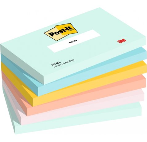 Post-It Pack de 6 Blocs de 100 Notas Adhesivas Reposicionables - Forma Rectangular - 76x127mm - Colores Surtidos
