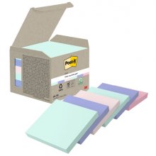 Post-It Pack de 6 Blocs de 100 Notas Adhesivas Recicladas - Forma Cuadrada - 76x76mm - Colores Surtidos