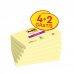 Post-It Super Sticky Pack de 6 Blocs con 90 Notas Adhesivas Reposicionables - 76x127mm - Promocion 4 Blocs + 2 Gratis - Color Amarillo Claro