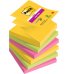 Post-It Super Sticky Pack de 6 Blocs de 90 Notas Adhesivas Reposicionables - Forma Cuadrada - 76x76mm - en Zig-Zag - Colores Surtidos