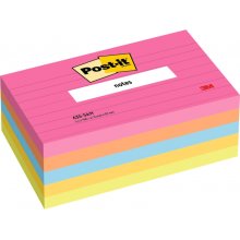 Post-It Pack de 5 Blocs de 100 Notas Adhesivas Reposicionables - con Lineas - 76x127mm - 100% PEFC - Colores Surtidos