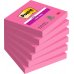 Post-It Super Sticky Pack de 6 Blocs de 90 Notas Adhesivas Reposicionables - Forma Cuadrada - 76x76mm - Color Rosa