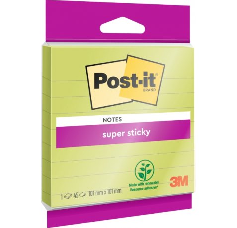 Post-It Super Sticky Bloc de 45 Notas Adhesivas Reposicionables - Forma Cuadrada - 101x101mm - Color Verde