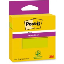 Post-It Super Sticky Pack de Hojas/Bloc, 1 Bloc de 90 Notas Adhesivas Reposicionables - 76x76mm - Color Verde