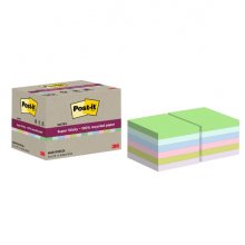 Post-It Super Sticky Pack de 12 Blocs de 70 Notas Adhesivas Recicladas - Forma Cuadrada - 76x76mm - Colores Surtidos