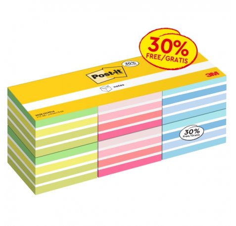Post-It Pack de 6 Cubos de 450 Notas Adhesivas Reposicionables - Forma Cuadrada - Colores Surtidos