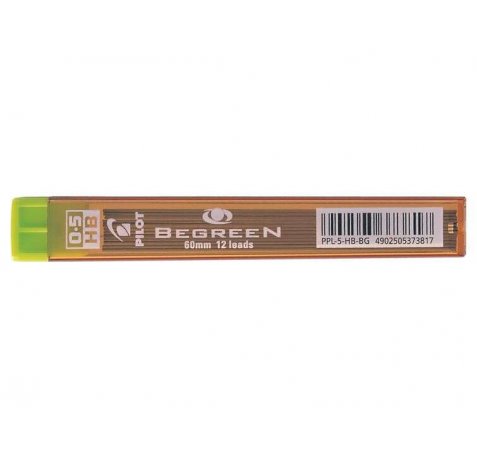 Pilot Pack de 12 Minas Begreen 0.5 para Portaminas - Dureza HB - Trazo 0.5mm - Estuche 100% Plastico Reciclado (10 uds)