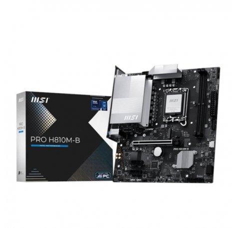 MSI PRO H810M-B Placa Base Intel 1851 2x DDR5, M2, 4x Sata III, PCIe, 5.0, USB 2.0, 5G, RJ-45, HDMI, DisplayPort, MicroATX