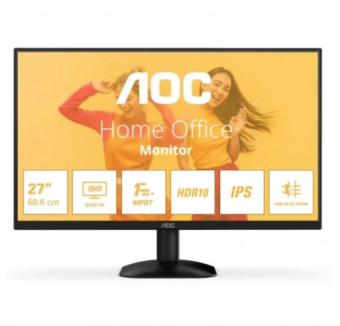 AOC Q27B35E Monitor 27" LED IPS QHD 75Hz HDR10 - Respuesta 1ms - HDMI, DisplayPort - VESA 100x100mm - Color Negro
