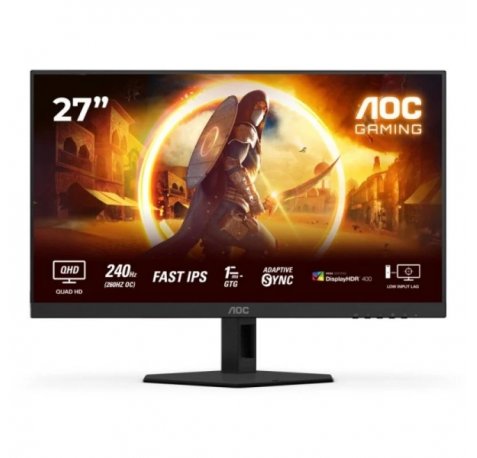 AOC Q27G4ZR Monitor 27" FastIPS QHD 240Hz/260Hz HDR400 - Respuesta 1ms - Ajustable en Altura, Inclinacion y Rotacion - HDMI, DisplayPort - VESA 100x100mm - Color Negro