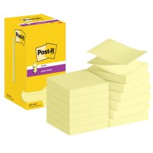 Post-It Super Sticky Pack de 12 Blocs de 90 Notas Adhesivas Reposicionables Zig-Zag 76x76mm - Forma Cuadrada - Color Amarillo Claro