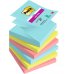 Post-It Super Sticky Pack de 6 Blocs de 90 Notas Adhesivas Reposicionables - Forma Cuadrada - 76x76mm - en Zig-Zag - Colores Surtidos