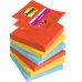 Post-It Super Sticky Pack de 6 Blocs de 90 Notas Adhesivas Reposicionables - Forma Cuadrada - 76x76mm - en Zig-Zag - Colores Surtidos