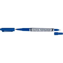 Molin Rotulador Permanente para CD, DVD - Doble Punta 0.4 y 1mm - Tinta Permanente con Base Alcohol - Color Azul (12 uds)