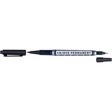 Molin Rotulador Permanente para CD, DVD - Doble Punta 0.4 y 1mm - Tinta Permanente con Base Alcohol - Color Negro (12 uds)