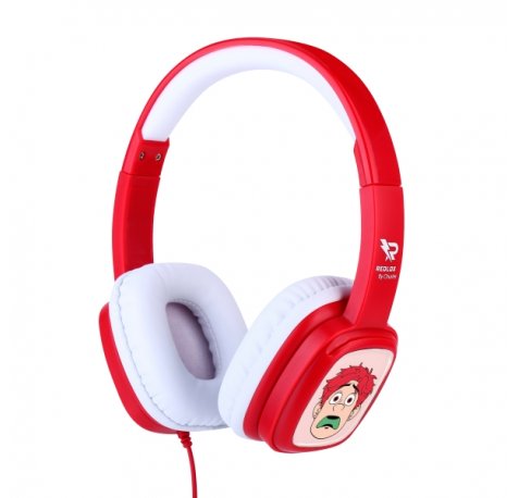 Redlox by Chuster Color Auriculares con Cable de 1m - Altavoz 30mm - 32Ohm - Sensibilidad 85dB - Conector Jack 3.5mm - Personalizable con Tarjetas - Color Rojo y Blanco
