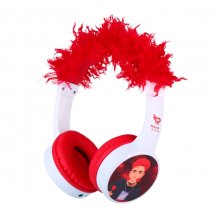 Redlox by Chuster Tuber Auriculares Bluetooth 5.3 con Pelo - Altavoz 30mm - Bateria 200mAh - Autonomia hasta 24h - Alcance 10m - 32Ohm - Sensibilidad 82dB - Color Blanco y Rojo