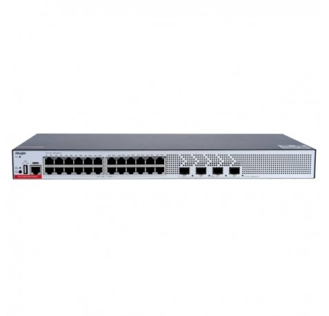 Ruijie RG-CS83-24GT4XS-P Switch - 24 Puertos Ethernet hasta 1Gbps - 4x SFP+ hasta 10Gbps - PoE/PoE+ hasta 370W - Fuente de Alimentacion Fija - Color Negro y Gris