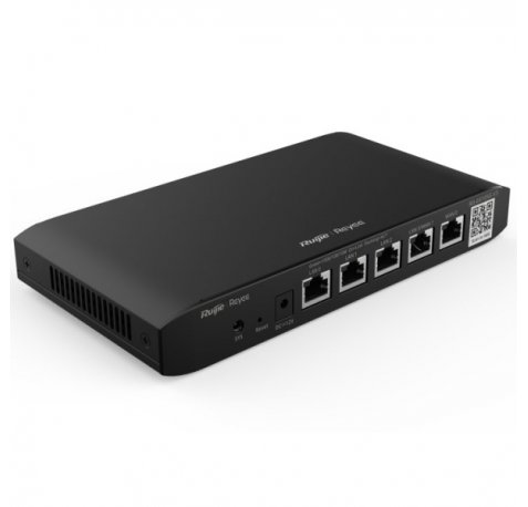 Ruijie RG-EG105G-V3 Router Gestionado - 5 Puertos de 1Gbps - Soporta hasta 2 Enlaces WAN - 600Mbps - Capacidad hasta 100 Usuarios - Gestion en la Nube - Color Negro