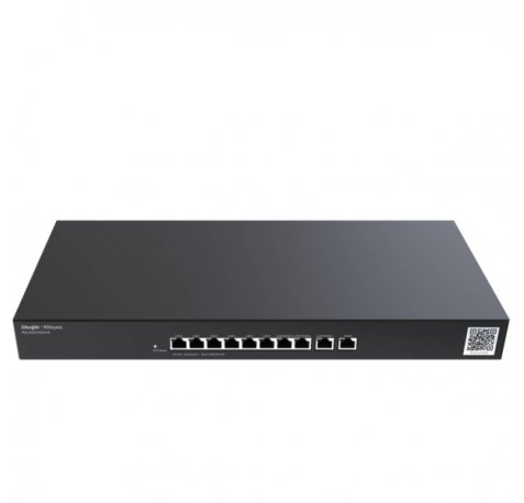 Ruijie RG-EG310GH-E Router - Montaje en Rack 1U - 10 Puertos - Velocidad hasta 1.5Gbps - Capacidad hasta 300 Usuarios - Gestion en la Nube - Color Negro