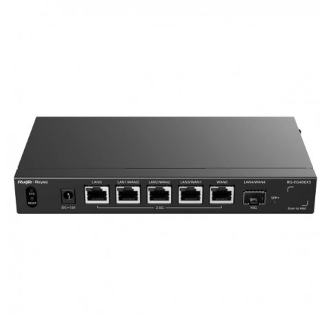 Ruijie RG-EG406XS Router Gestionado - 6 Puertos - 5x Ethernet 2.5Gbps - SFP+ - Gestion en la Nube - Color Negro