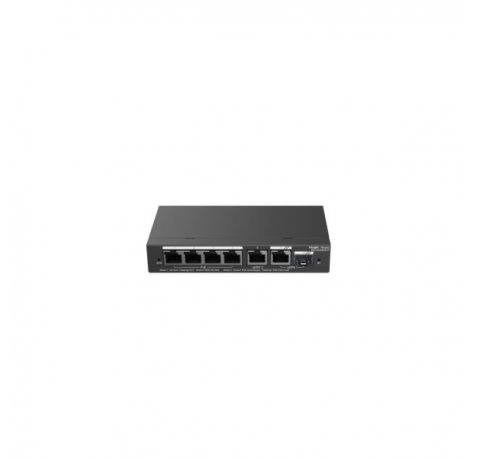 Ruijie RG-ES206GS-P Switch de Sobremesa - 6 Puertos - Velocidad hasta 1Gbps - Rj45/SFP Combo hasta 1Gbps - PoE/PoE+ hasta 54W - Carcasa de Acero Gestion Inteligente - Color Negro
