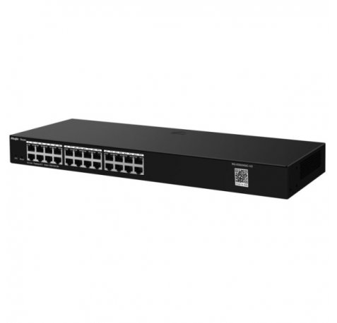 Ruijie RG-ES224GC-V2 Switch - Montaje en Rack 1U - 24 Puertos - Velocidad hasta 1Gbps - Gestion Inteligente - Color Negro