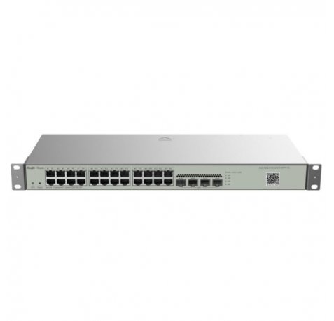 Ruijie RG-NBS3100-24GT4SFP-V2 Switch Gestionado - Montaje en Rack 1U - 24 Puertos Ethernet hasta 1Gbps - 4x SFP hasta 1Gbps - Color Acero