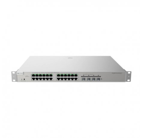 Ruijie RG-NBS5100-24GT4SFP-P Switch con Auto-Negociacion - 24 Puertos Ethernet hasta 1Gbps - 4x SFP hasta 1Gbps - PoE/PoE+ hasta 370W - Fuente de Alimentacion Fija - Color Acero