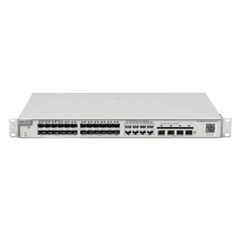 Ruijie RG-NBS5200-24SFP/8GT4XS Switch Gestionado - Montaje en Rack 1U - 8 Puertos Ethernet hasta 1Gbps - 24x SFP hasta 1Gbps - 4x SFP+ hasta 10Gbps - Carcasa de Acero - Color Acero