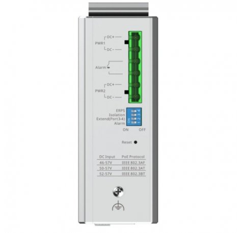 Ruijie RG-NIS2100-4GT2SFP-HP Switch Industrial - 4 Puertos Ethernet hasta 1Gbps - 2x SFP 1Gbps - PoE+/PoE++ - Gestionado en la Nube - Color Negro y Gris