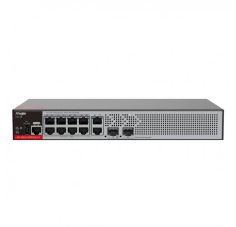 Ruijie RG-S2915-10GT2MS-P-L Switch con Auto-Negociacion - 10 Puertos Ethernet hasta 1Gbps - 2x SFP hasta 2.5Gbps - PoE/PoE+ hasta 125W - Fuente de Alimentacion Fija - Color Negro y Gris