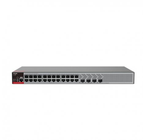 Ruijie RG-S2915-24GT4MS-P-L Switch con Auto-Negociacion - 24 Puertos Ethernet hasta 1Gbps - 4x SFP hasta 2.5Gbps - PoE/PoE+ hasta 370W - Fuente de Alimentacion Fija - Color Negro y Gris