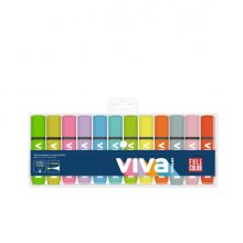 Molin Viva Pack de 12 Marcadores Fluorescentes - Trazo entre 1 y 5mm - Tinta con Base de Agua - Colores Surtidos
