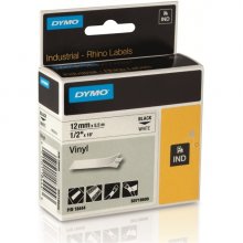 Dymo 18444 Rhino Industrial Cinta Vinilo Original para Rotuladora - Texto Negro sobre Fondo Blanco - Ancho 12mm x 5.5 metros - S0718600