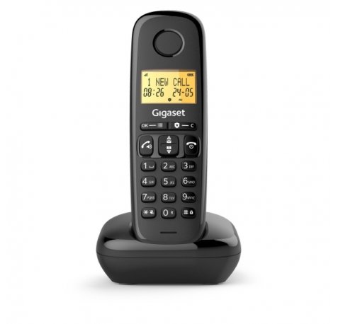 Gigaset Basic 100 Telefono Inalambrico Dect con Identificador de Llamadas - Bloqueo de Llamadas - Pantalla Retroilluminada - Color Negro