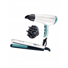 Remington Shine Therapy Pack Secador y Plancha de Pelo - 2300W - Secador con Rejilla Ceramica-Ionica - Plancha de Placas Ceramicas con Recubrimiento de Aceite de Argan