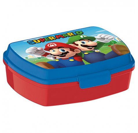 Safta Super Mario Sandwichera - PVC sin BPA - Cierre Hermetico a Presion - Color Rojo y Azul