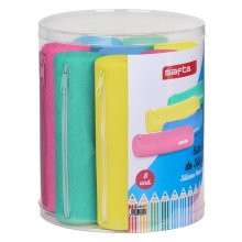 Safta Conjunto 8 Estuches - Silicona con Purpurina - Redondos - 19.5x23x19.5cm - Colores Surtidos