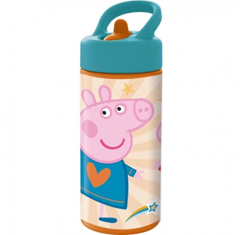 Safta Peppa Pig Having Fun Botella de 410ml - Pajita Integrada - Multicolor