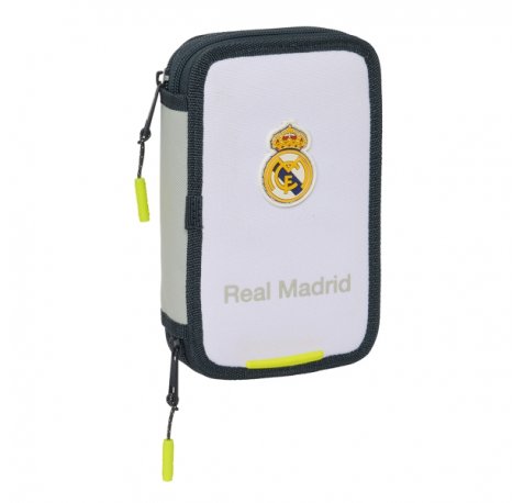 Safta Real Madrid 1Âª Equipacion 24/25 Plumier 28 Pcs - 2 Compartimentos - 28 Piezas - 12.5x19.5x4cm - Color Blanco/Negro