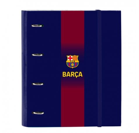 Safta F.C.Barcelona Carpeta de 4 Anillas - Tapas Duras Forradas - Lomo de 35mm - Incluye 100 Hojas A4 con Cuadriculada 5X5mm - 27x32x3.5cm - Color Rojo y Azul