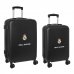 Safta Real Madrid Pack de 2 Maletas Trolley de 20" y 24" Rigidas - Candado - Asa Telescopica de PVC con Goma - 4 Ruedas 360Âº - 40x63x26cm - Color Negro