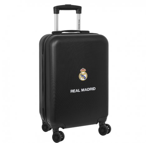 Safta Real Madrid Maleta Trolley de Cabina 20" Rigida - Candado - Asa Telescopica de PVC con Goma - 4 Ruedas 360Âº - 34.5x55x20cm - Color Negro