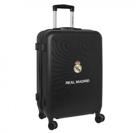 Safta Real Madrid Maleta Trolley Mediana 24" Rigida - Candado - Asa Telescopica de PVC con Goma - 4 Ruedas 360Âº - 40x63x26cm - Color Negro