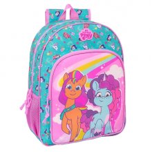 Safta My Little Pony "Magic" Mochila Infantil - Adaptable a Carro - Asa de Mano - Bolsillos Laterales - 33x42x14cm - Color Rosa/Azul