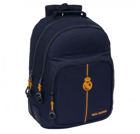 Safta Real Madrid 2ª Equipacion 24/25 Mochila - Adaptable a Carro - 2 Compartimentos - Asa de Mano - 32x42x15cm - Color Azul Marino
