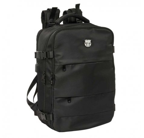 Safta F.C.Barcelona Mochila de Viaje Cabina de 23.1L - Espacio para Portatil hasta 15.6" - USB Integrado - Zapatero con Cremallera - 29x44x19cm - Color Negro