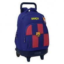 Safta F.C. Barcelona Compact Mochila con Carro Integrado - Portabotellas - Extraible para Limpieza - Carro de PP, Acero y PVC - 33x45x22cm - Color Rojo y Azul
