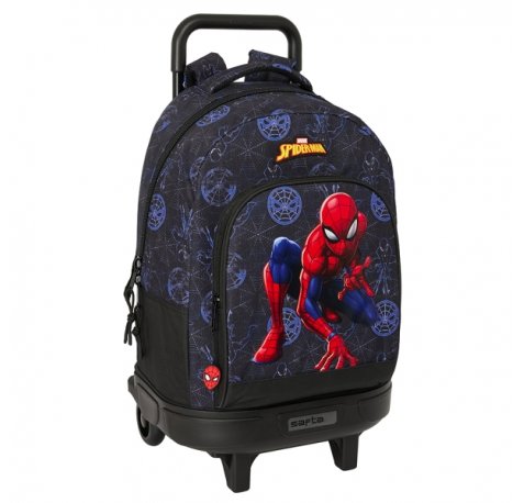 Safta Spider-Man Attack Mochila con Carro Integrado - Extraible para Facilitar su Limpieza - Base Reforzada - Asa Extraible - 33x45x22cm - Color Negro
